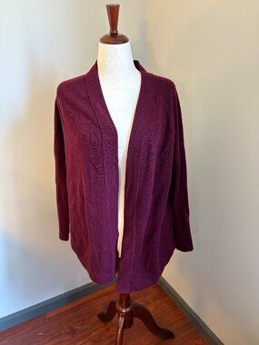 LOFT Burgundy Open Front Cardigan Sweater Women’s Medium